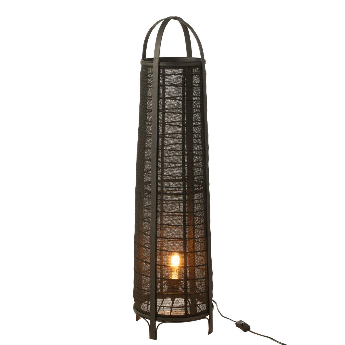 Lampe Don en Coton et Bambou Noir, vue de face avec éclairage