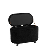 Pouf J-Line Storage Teddy en polyester noir, vue de face