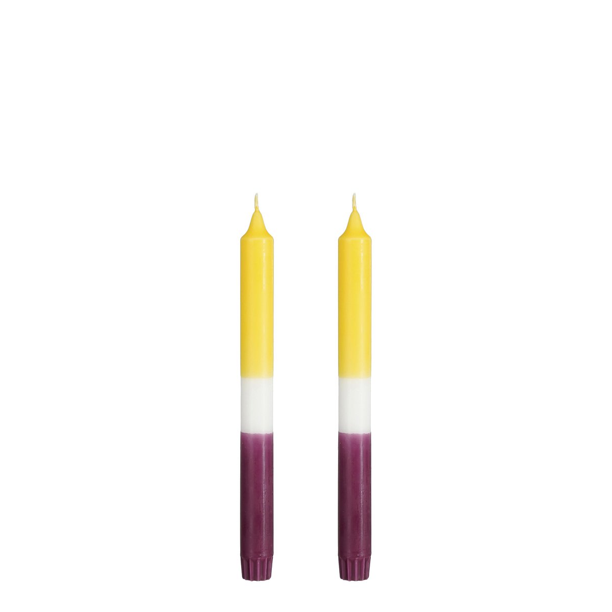 Bougie de dîner Dip-dye Jaune - vue de face avec lumière