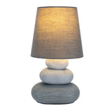 Lampe de table en céramique "Stoney", lampe de table en céramique en gris, avec douille E14, lampe de table pour salle à manger, salon, couloir ou bureau, ou comme lampe de chevet, 31 cm de haut