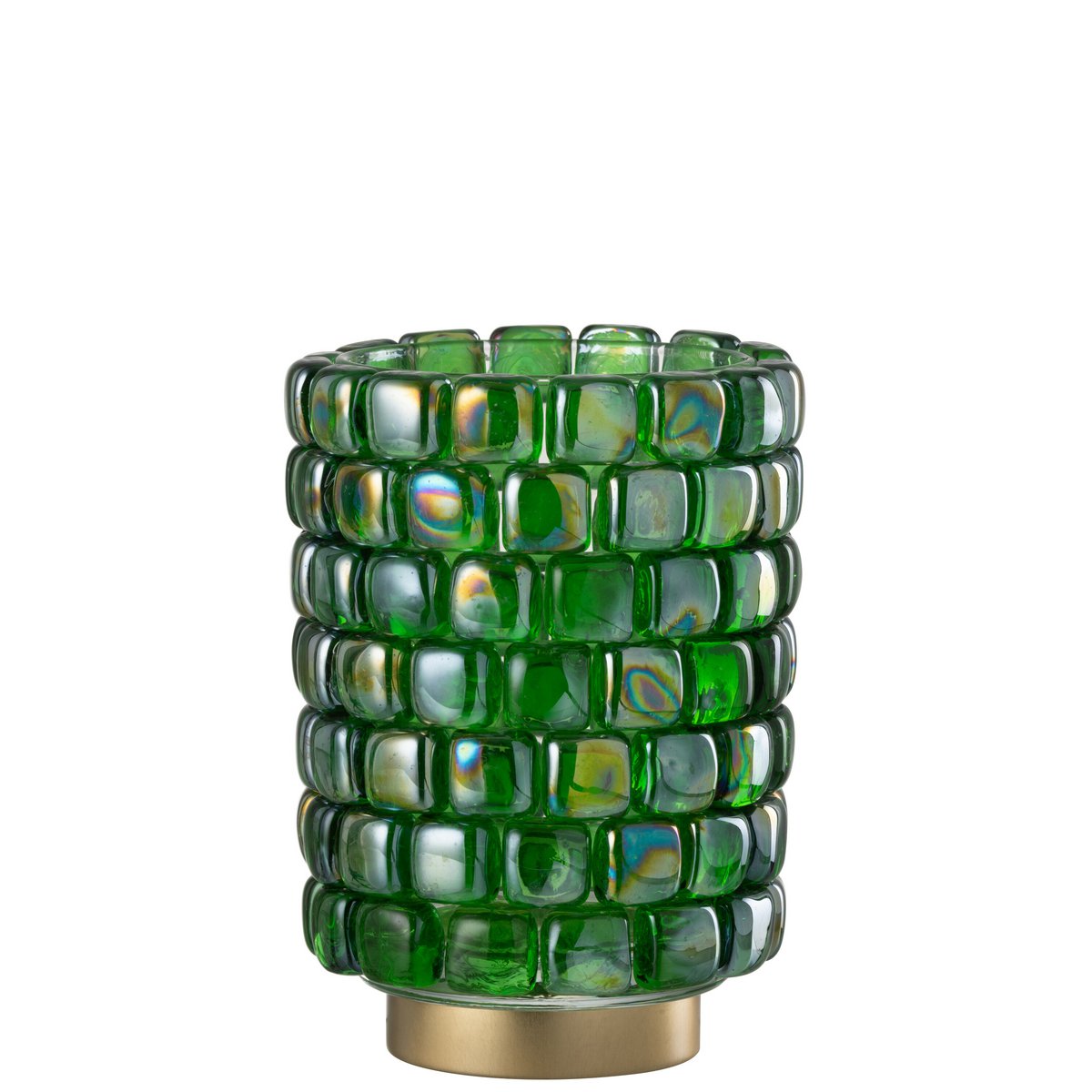 Photophore carré mosaïque verre vert J-Line, vue avant