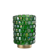 Photophore carré mosaïque verre vert J-Line, vue avant