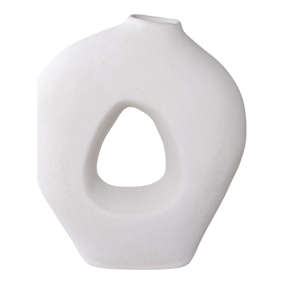 Vase en céramique blanc, vue de face avec détails élégants