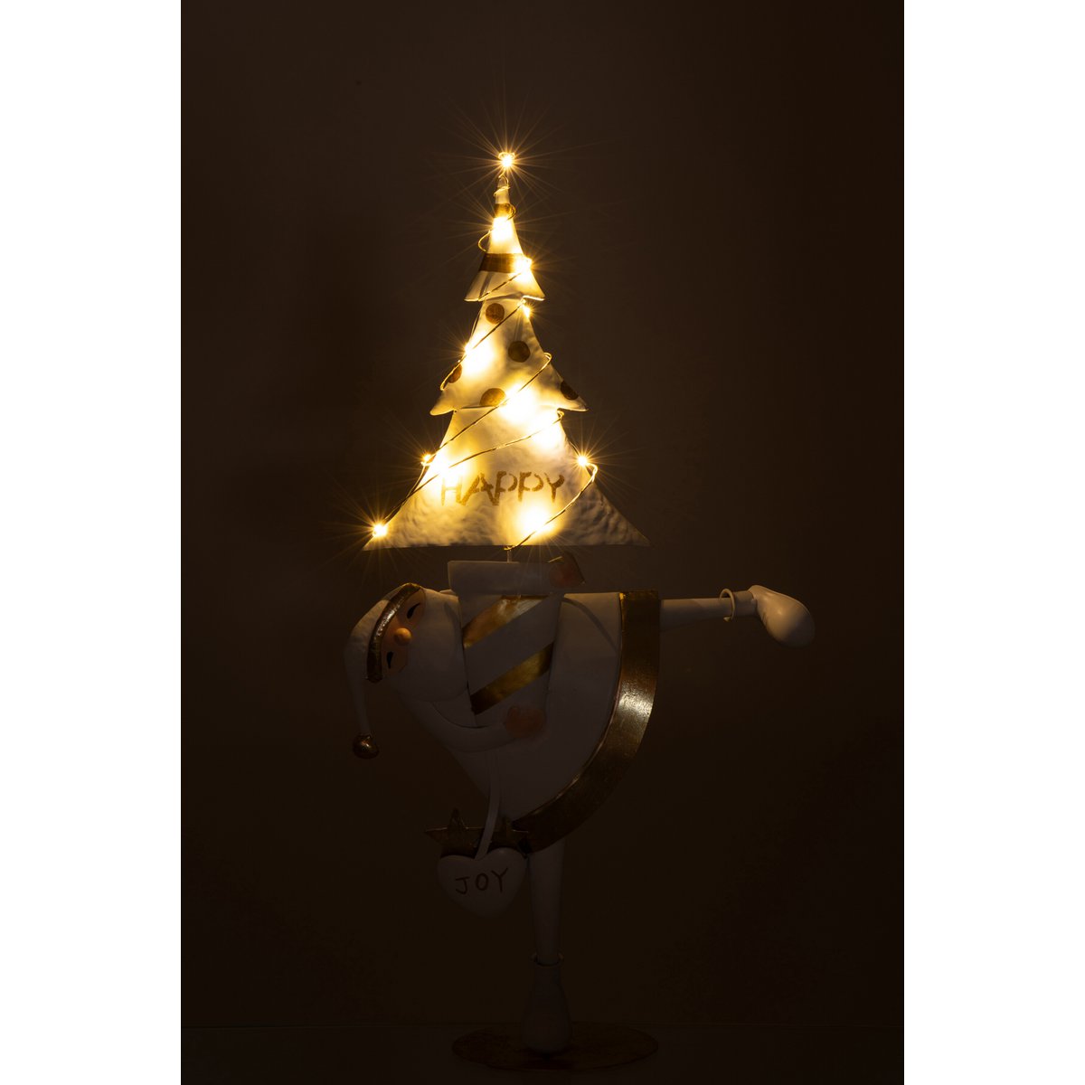 Détail des lumières LED de la figurine J-Line Sapin du Père Noël