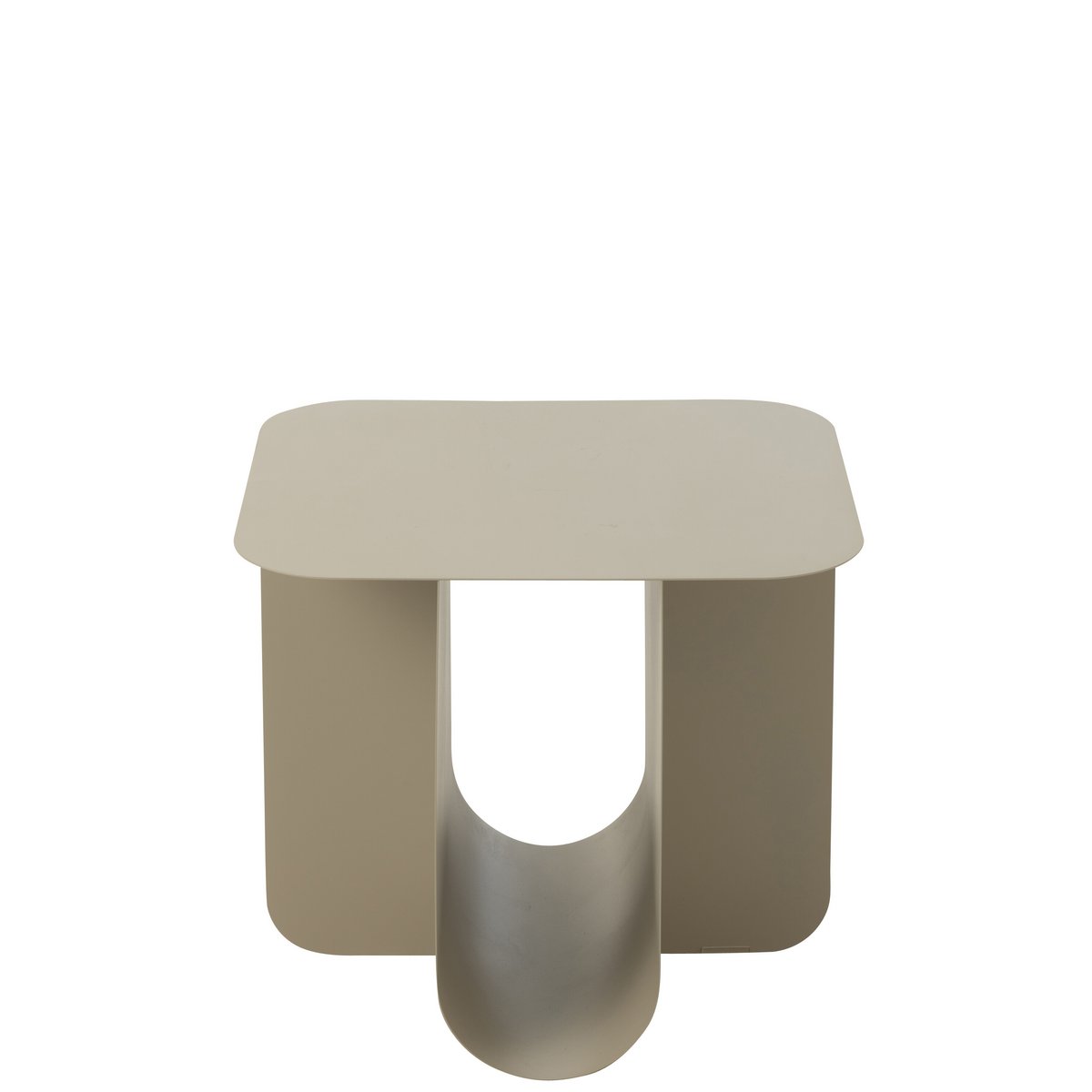 Table d'appoint carrée en métal beige vue de face