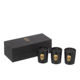 Ensemble de trois bougies J-Line Nuit Noire sur une table