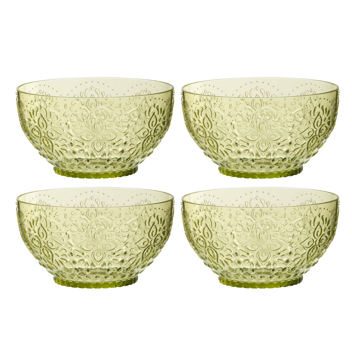 Boîte 4 bols Green J-Line en plastique vert, vue de face