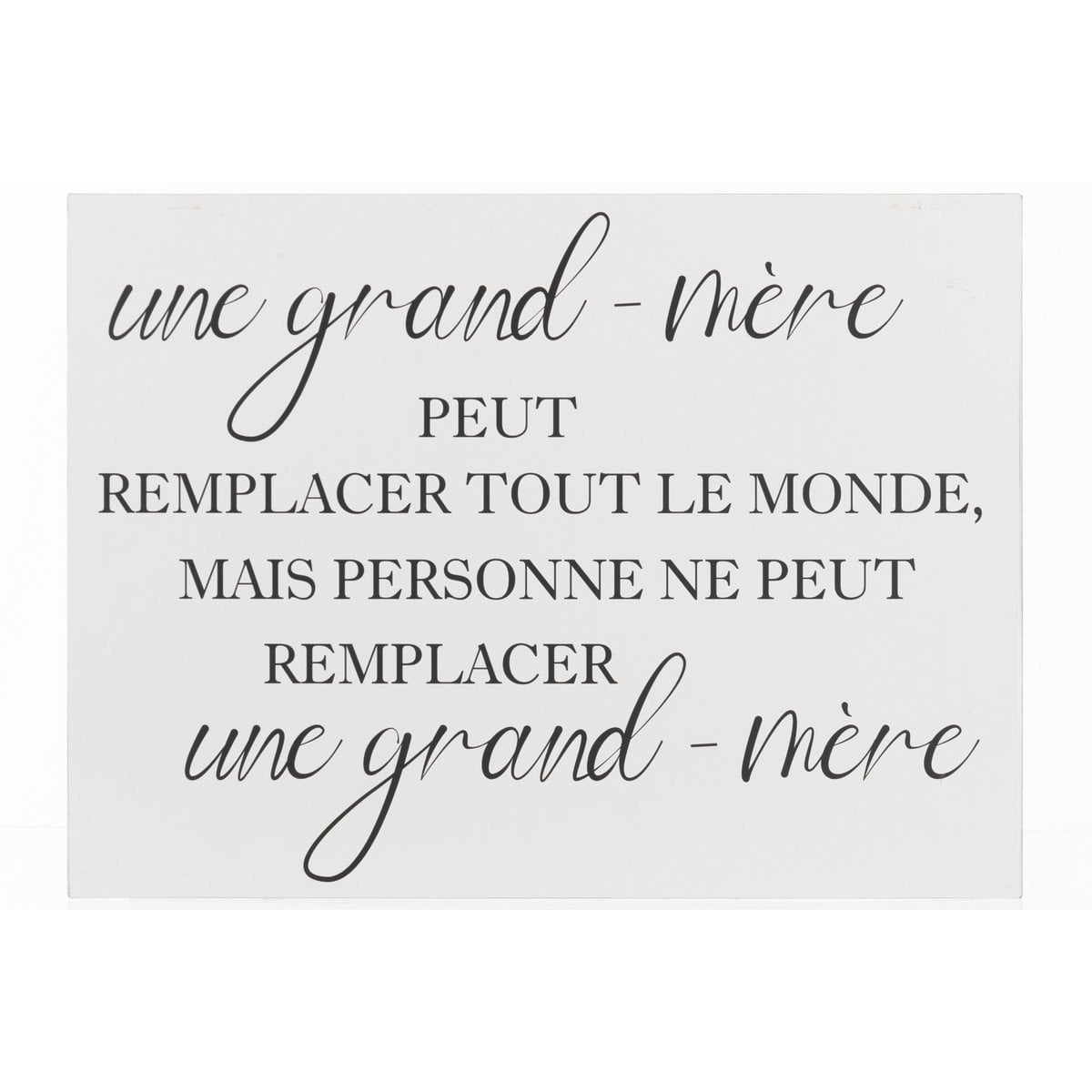 Plaque décorative J-Line French Grand-Mère en métal blanc et noir, style vintage