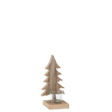 Bougeoir J-Line Sapin de Noël en bois marron, ambiance festive