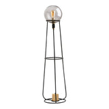 Lampe d'empilement "Stelo", lampadaire moderne en métal noir et verre fumé, socket E27, 128,5 cm de haut, pour salle à manger, salon, couloir ou bureau,