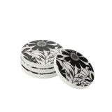Dessous de verre J-Line fleurs - bois - noir/blanc - lot de 4