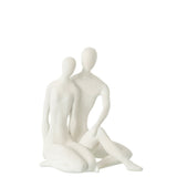 J-Line Couple Assis Moderne Résine Blanc Mat