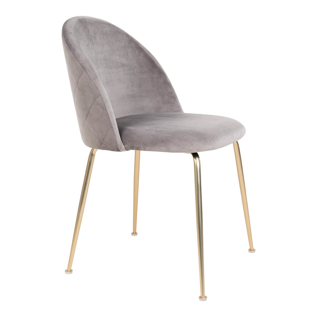 Chaise Geneve en velours gris, vue latérale dans une salle à manger