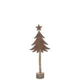 J-Line décoration Sapin de Noël + Etoile - fer/bois - marron - S
