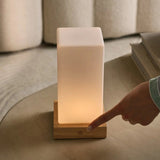 Lampe de table rechargeable en bois marron clair Zayn