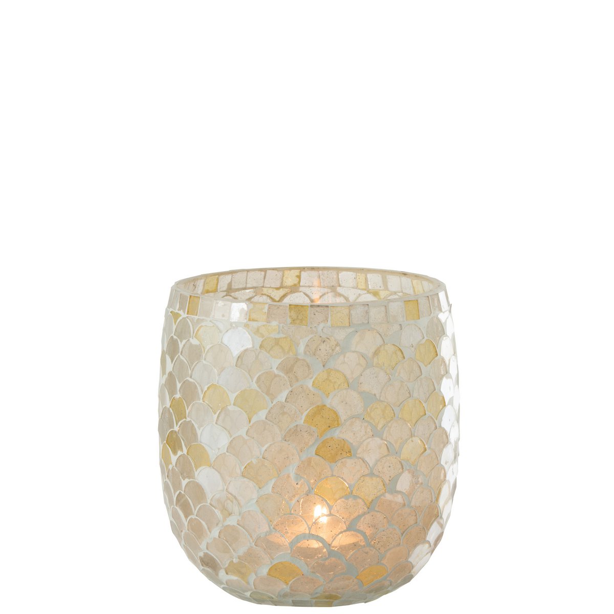 Détail du motif mosaïque du bougeoir en verre J-Line