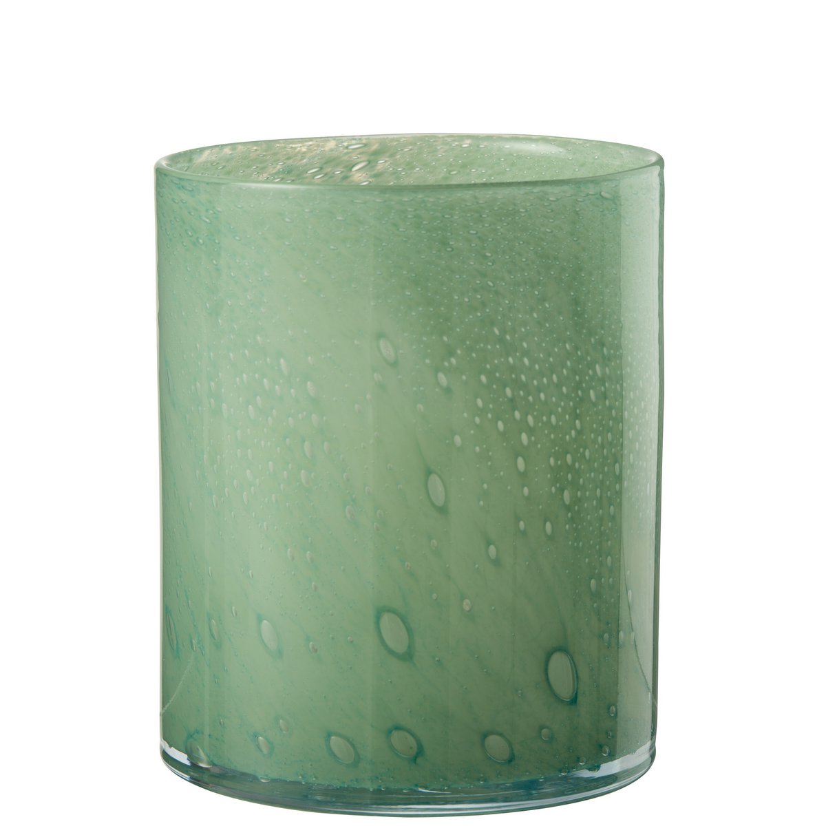 Bougeoir Jade en verre vert avec design moderne, grand format.