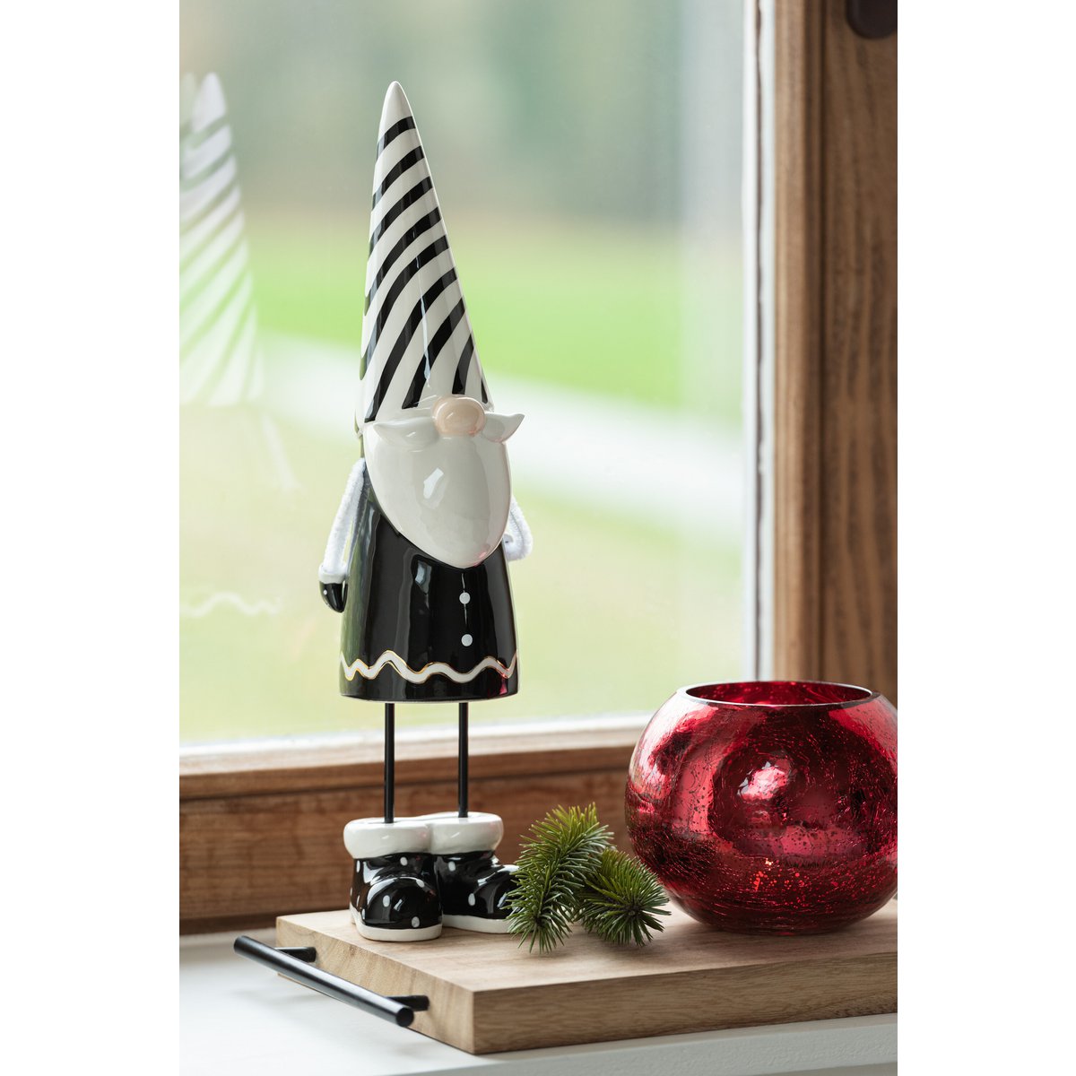 Photophore en verre rouge J-Line, ambiance salon