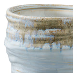 Vase scandinave bleu clair, angle latéral montrant la finition lisse