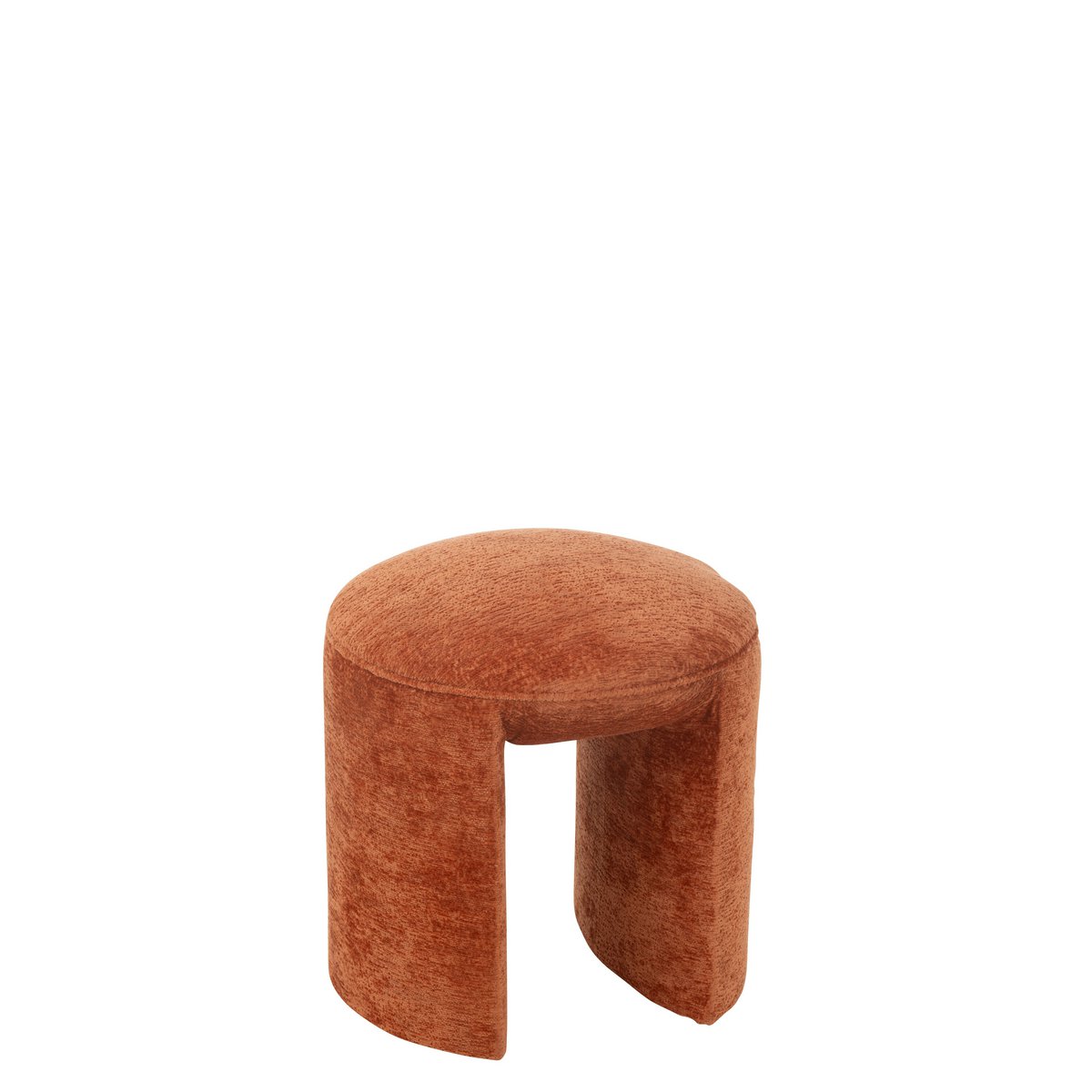 Tabouret J-Line rond en textile orange/rouille, vue de face