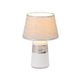 Lampe de table en céramique "Vittoria" 31 cm de haut, Ø 20 cm, en céramique, métal et tissu en polyester, blanc et argent