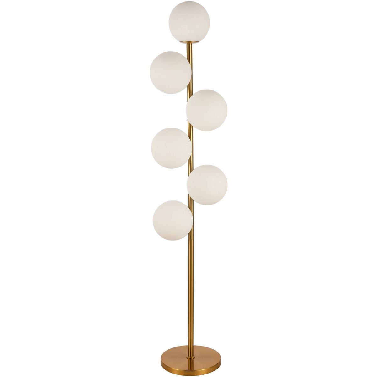 Lampadaire Jenna Blanc Or - vue de face avec éclairage chaleureux