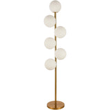 Lampadaire Jenna Blanc Or - vue de face avec éclairage chaleureux