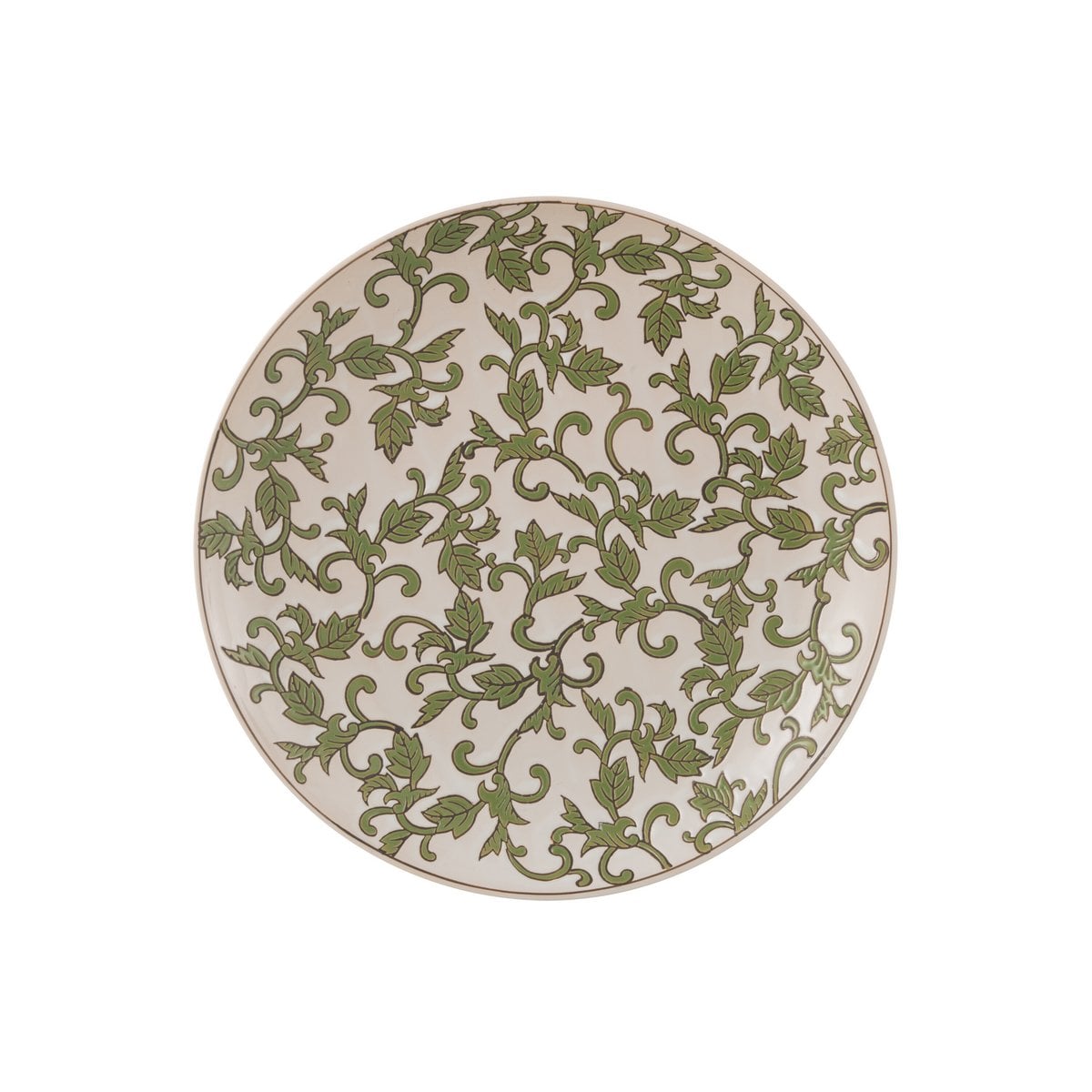 Plaque décorative Yezi en porcelaine verte et blanche vue de face