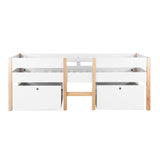 Lit mezzanine scandinave blanc avec tiroirs intégrés