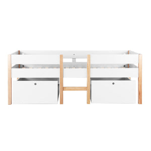 Lit mezzanine scandinave blanc avec tiroirs intégrés