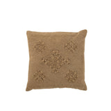 Coussin J-Line brodé en coton marron, détail de la broderie