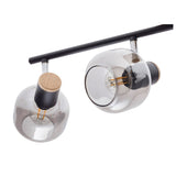 4er spot plafonnier "Fumoso", plafonnier en métal et verre fumée en noir, avec socket e14, pour salle à manger, salon, couloir ou bureau, 80 x 20 cm