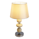 Lampe de table en céramique "Araga" 36 cm de haut, lampe de table en métal, céramique, avec des lames de texte, beige, avec socket E14, éclairage pour salle à manger, salon, couloir ou bureau