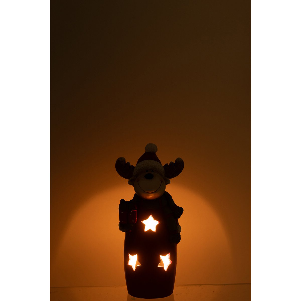 Détail du photophore Renne J-Line en polyresine, élégant et festif