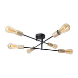Plafond "modo" 6-flammes en métal en noir, versions or, prise E27, plafond pour salon, salle à manger, cuisine, couloir, couloir ou bureau avec un Øvon 54,5 cm