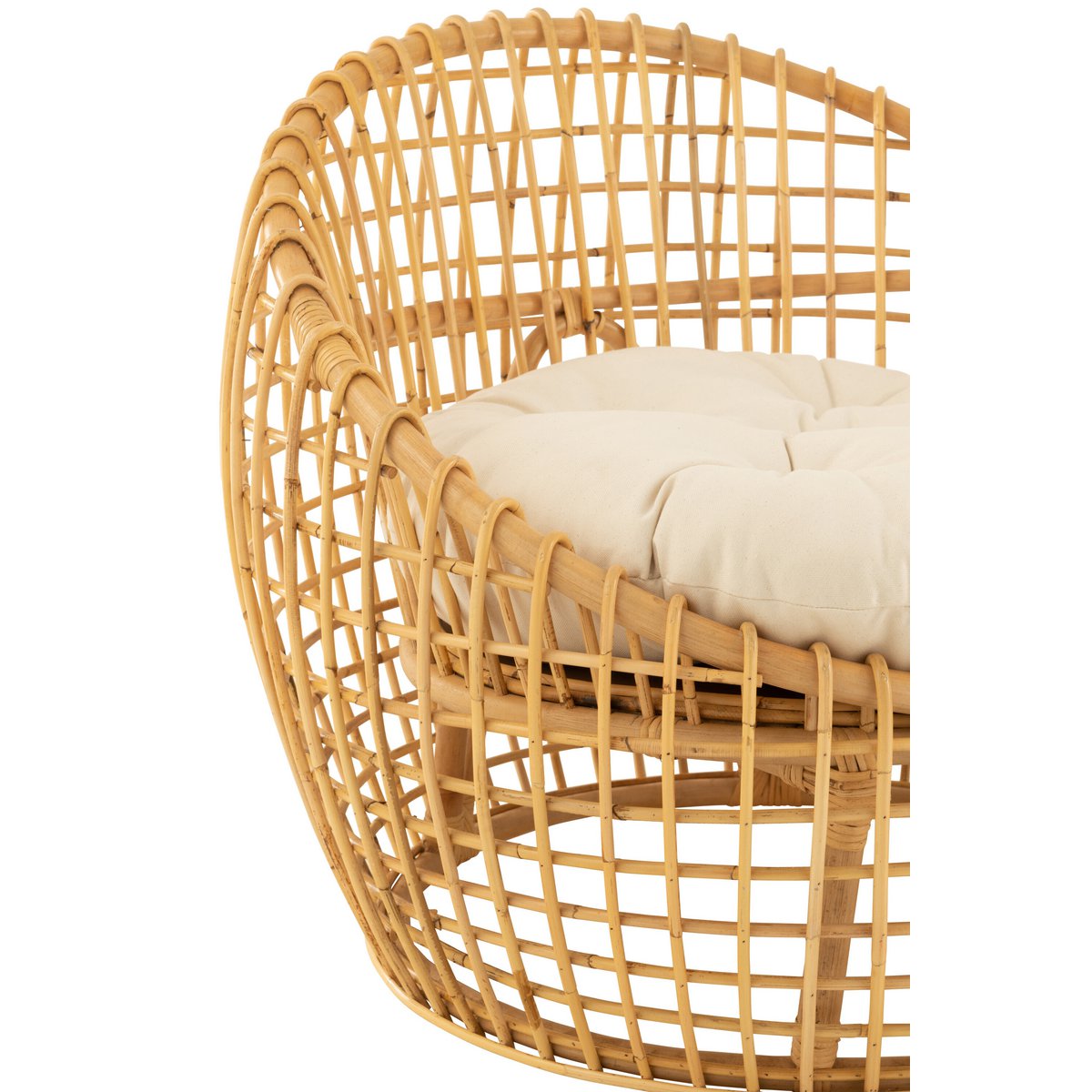 Vue latérale de la chaise Lise J-Line en rotin - design élégant