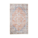 Tapis Havana en chenille polyester avec motifs bleus et orange, vue complète