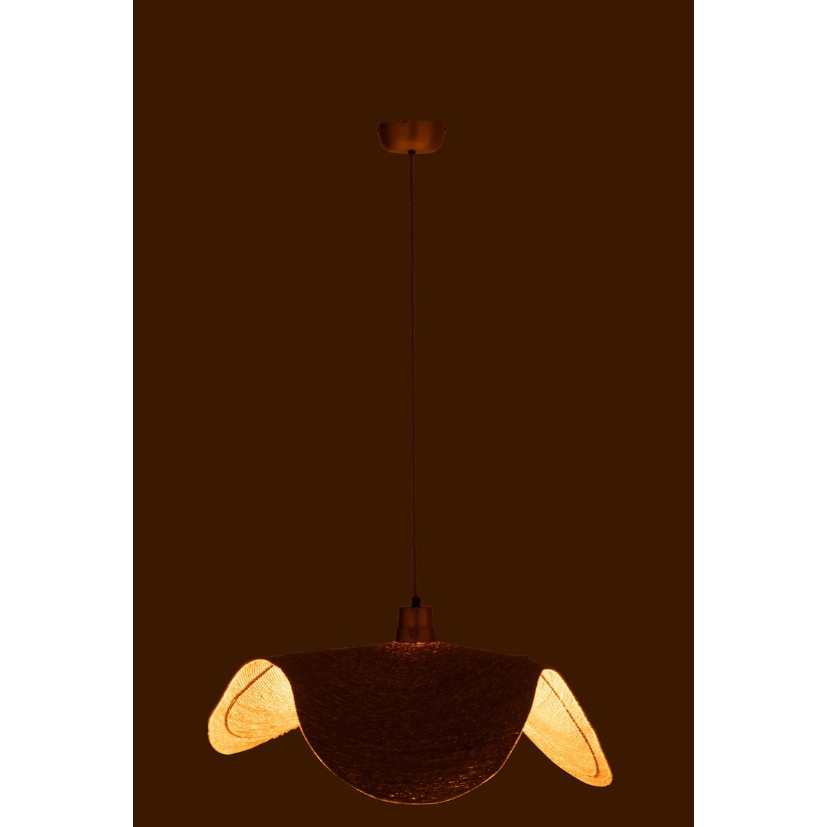 Détail du tressage en jute de la lampe Moon