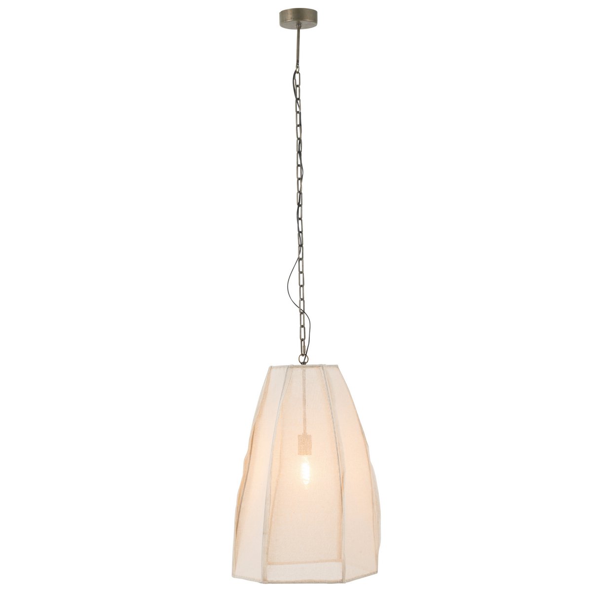 Plafonnier Poire Lin/Fer Blanc - Vue avant avec lumière douce