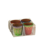 J-Line Flowerpot Mumbai en terracotta - vue de face avec détails multicolores