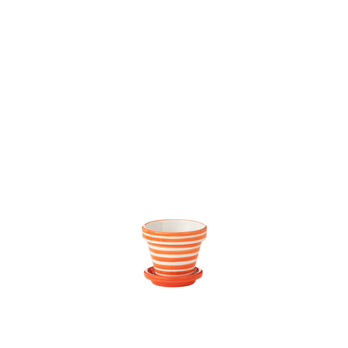 Pot de fleurs J-Line Liline en céramique orange avec motifs grenades