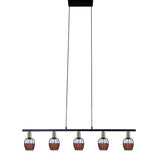 5 pendentif "Corbis", lampe conjugale en noir en noir, avec de l'or et du rotin, avec une douille E14, pour une salle à manger, un salon, un couloir ou un bureau, 100 cm de long