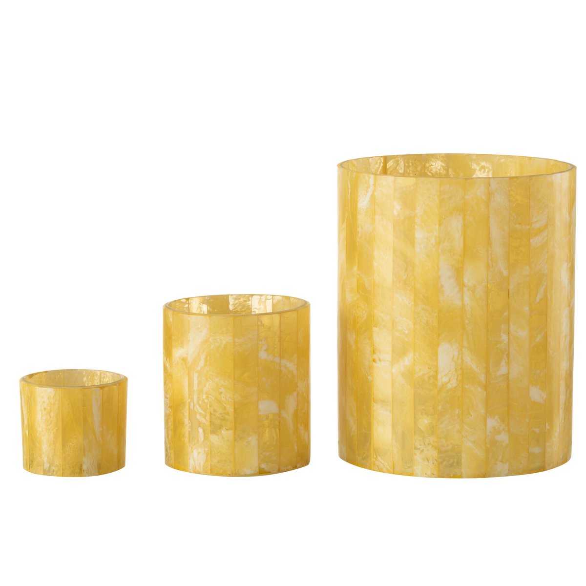 Photophore J-Line Lines en verre jaune - mise en scène déco