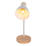 Lampe de bureau "Marie" en métal et en bois, E14, blanc, 36,5 cm de haut