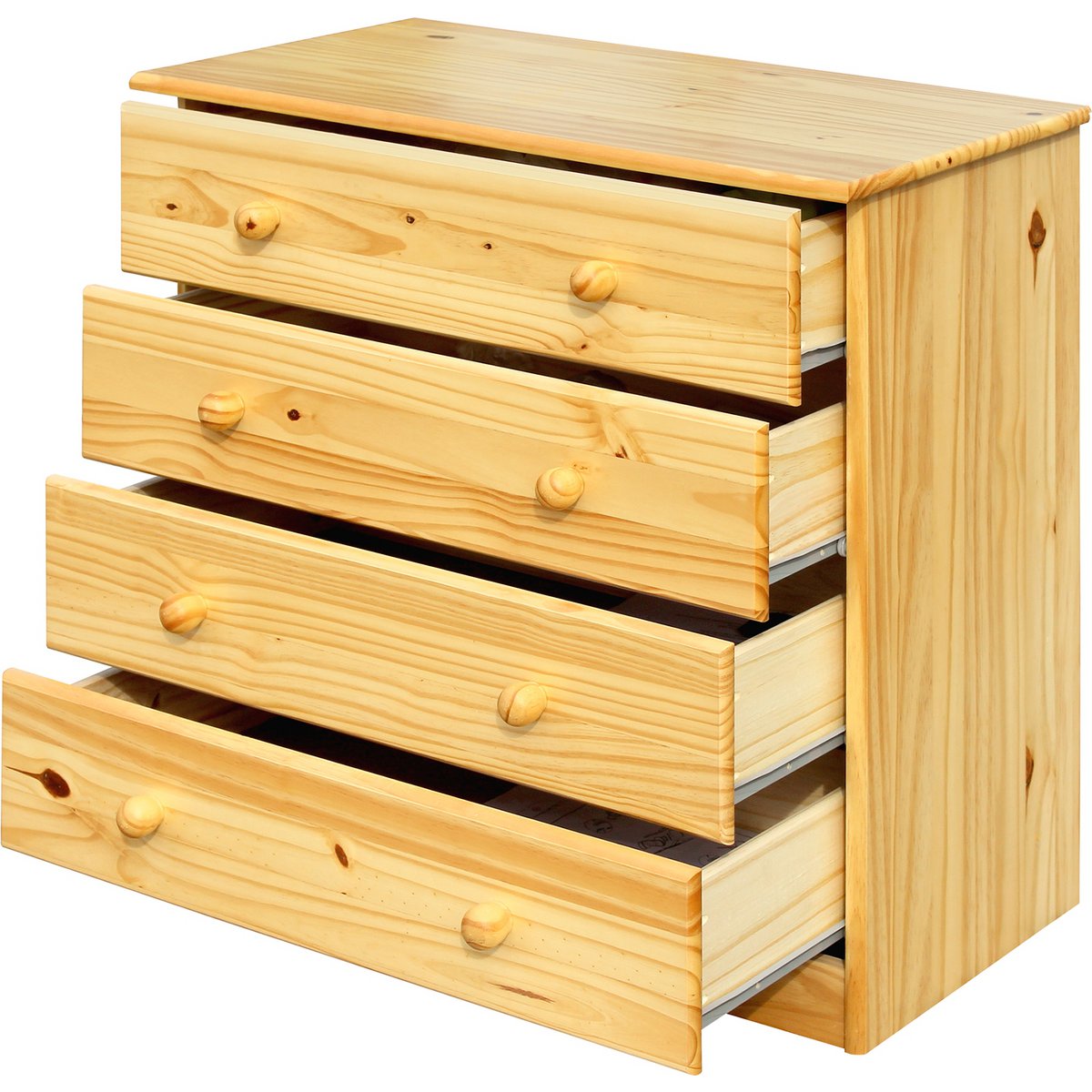 Détail des tiroirs métalliques de la commode classique