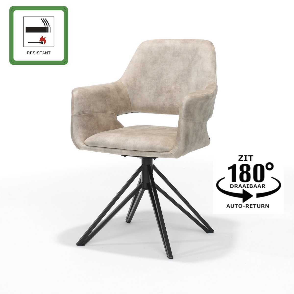 Fauteuil Katy en velours aurore avec pied pivotant en métal noir