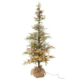 Sapin de Noël J-Line avec sac en jute et LED rouge, vue d'ensemble