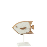 Poisson Boli J-Line en fer et bois, finition blanc et naturel, design moderne