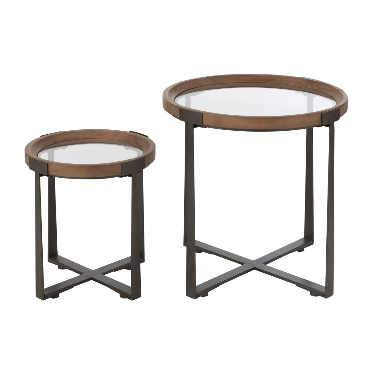 Vue rapprochée de la table basse J-Line avec plateau en verre