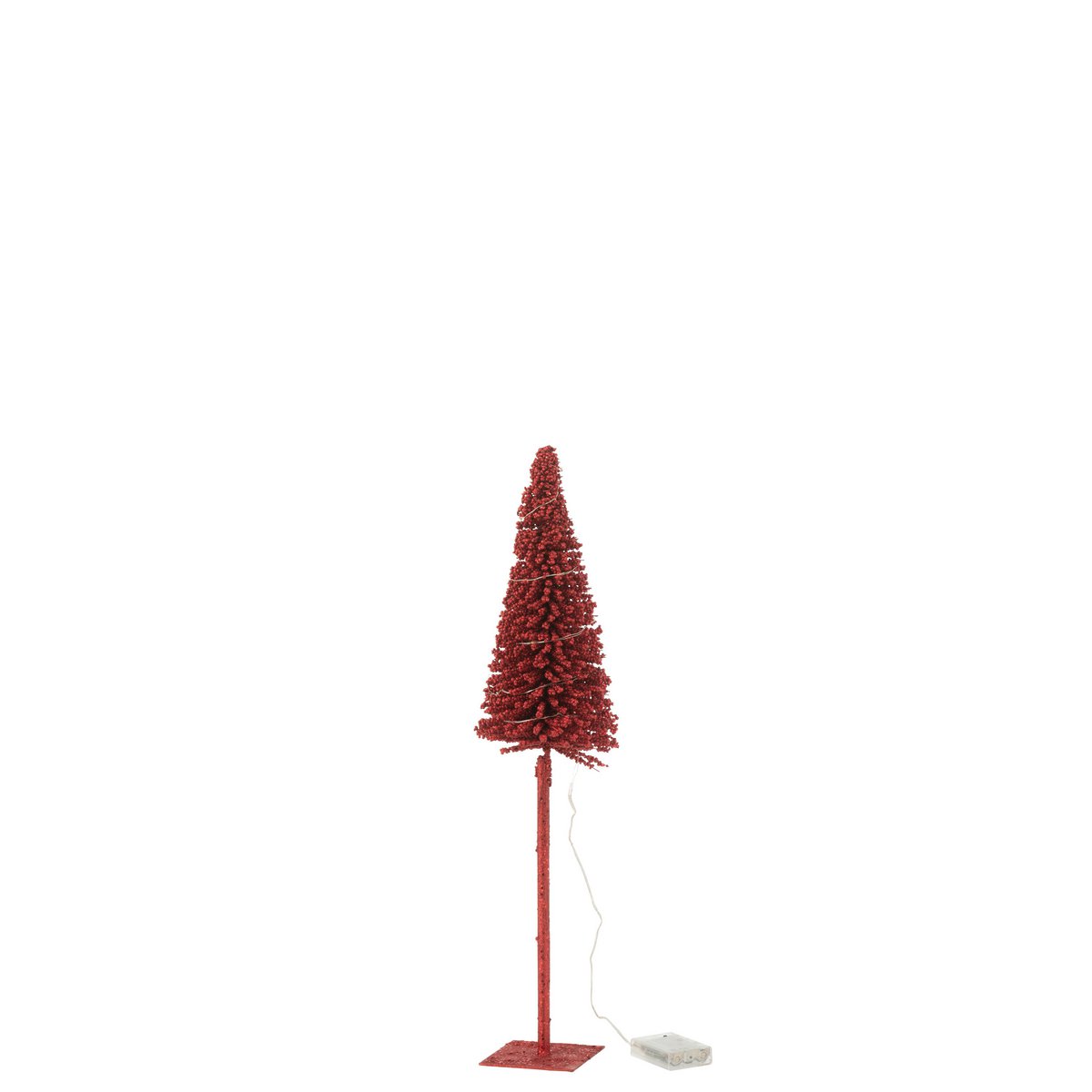 Sapin de Noël décoratif J-Line rouge avec lumières LED, vue de face